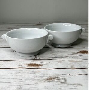 Bellissima by over and back Soup Bowls White Double Handled Porcelain Set of 2